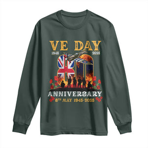 VE Day 80th Anniversary Long Sleeve Shirt 2025 Celebration Union Flag WWII Remembrance TS02 Dark Forest Green Print Your Wear