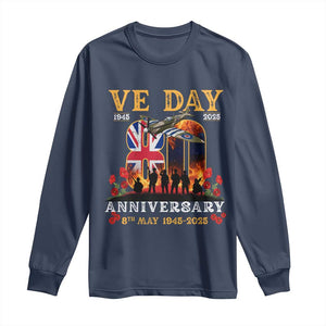 VE Day 80th Anniversary Long Sleeve Shirt 2025 Celebration Union Flag WWII Remembrance TS02 Navy Print Your Wear