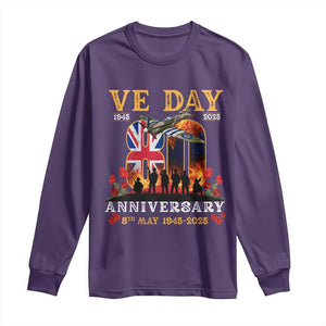 VE Day 80th Anniversary Long Sleeve Shirt 2025 Celebration Union Flag WWII Remembrance TS02 Purple Print Your Wear