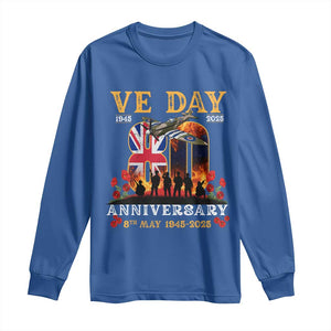 VE Day 80th Anniversary Long Sleeve Shirt 2025 Celebration Union Flag WWII Remembrance TS02 Royal Blue Print Your Wear