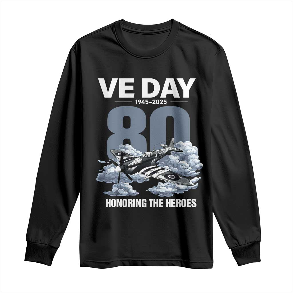 VE Day 80th Anniversary Long Sleeve Shirt 2025 Celebration WWII Remembrance Retro TS02 Black Print Your Wear