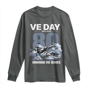 VE Day 80th Anniversary Long Sleeve Shirt 2025 Celebration WWII Remembrance Retro TS02 Dark Heather Print Your Wear