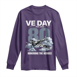 VE Day 80th Anniversary Long Sleeve Shirt 2025 Celebration WWII Remembrance Retro TS02 Purple Print Your Wear