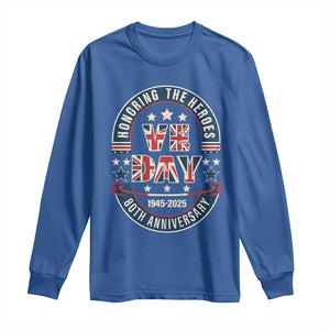 VE Day 80th Anniversary Long Sleeve Shirt 2025 Patriotic WWII Remembrance Vintage TS02 Royal Blue Print Your Wear