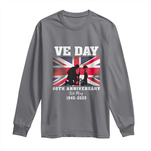 VE Day 80th Anniversary Long Sleeve Shirt Victory in Europe Union Flag WWII Remembrance TS02 Charcoal Print Your Wear