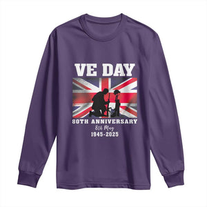 VE Day 80th Anniversary Long Sleeve Shirt Victory in Europe Union Flag WWII Remembrance TS02 Purple Print Your Wear