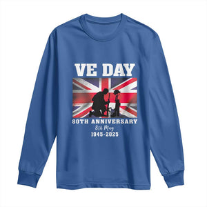 VE Day 80th Anniversary Long Sleeve Shirt Victory in Europe Union Flag WWII Remembrance TS02 Royal Blue Print Your Wear