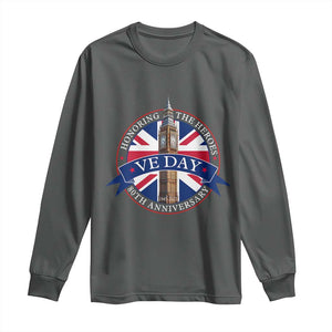 VE Day 80th Anniversary Long Sleeve Shirt WWII Remembrance 2025 Celebrations London TS02 Dark Heather Print Your Wear