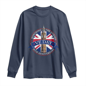 VE Day 80th Anniversary Long Sleeve Shirt WWII Remembrance 2025 Celebrations London TS02 Navy Print Your Wear