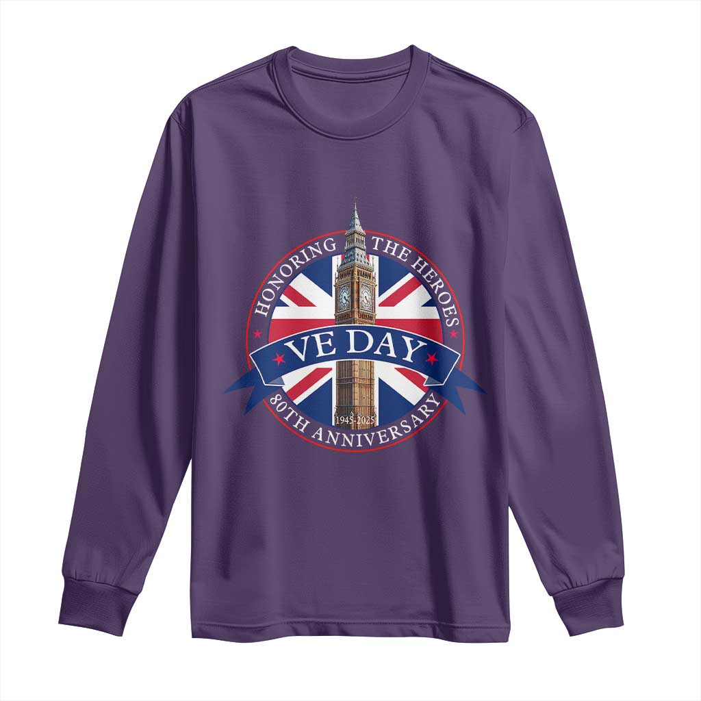 VE Day 80th Anniversary Long Sleeve Shirt WWII Remembrance 2025 Celebrations London TS02 Purple Print Your Wear
