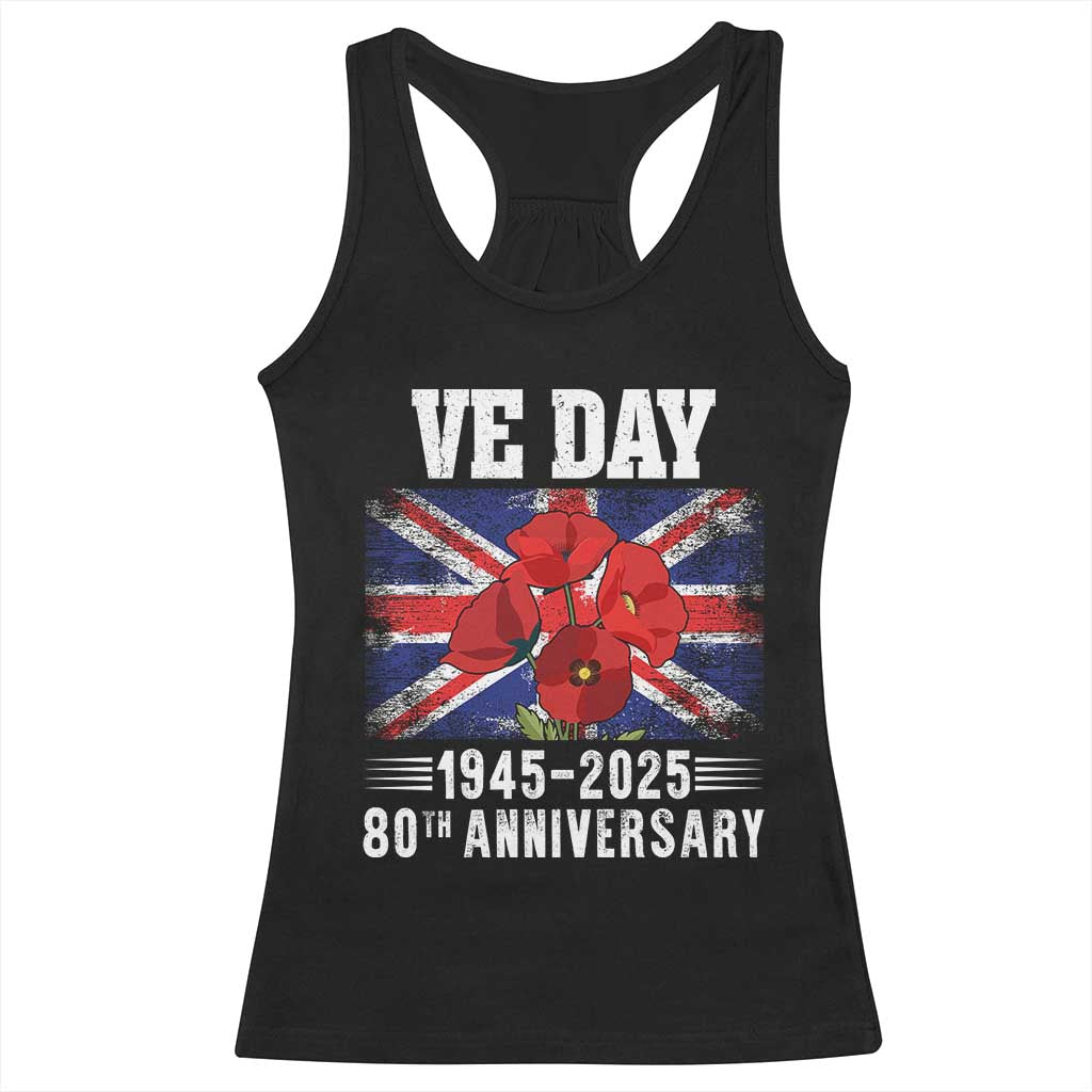 VE Day 80th Anniversary Racerback Tank Top 2025 Celebration Union Flag Poppies WWII Remembrance TS02 Black Print Your Wear