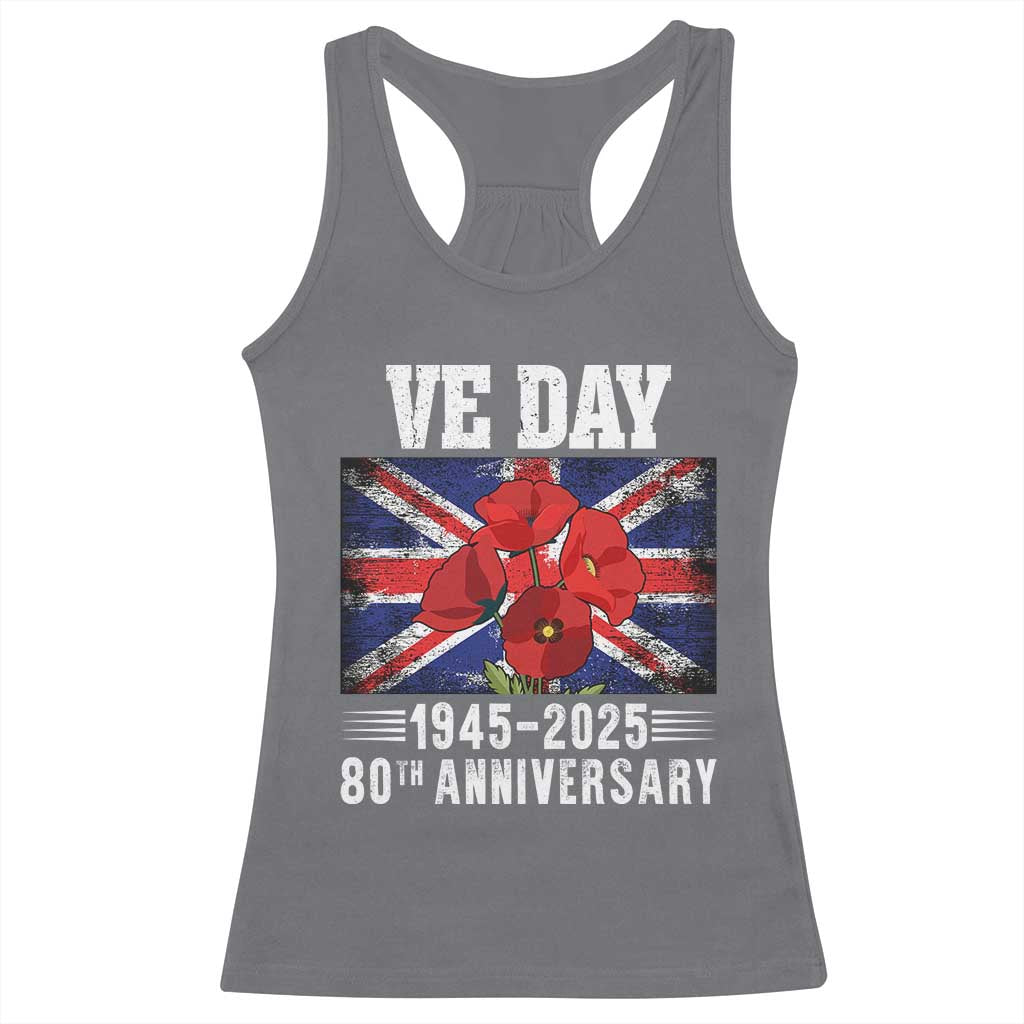 VE Day 80th Anniversary Racerback Tank Top 2025 Celebration Union Flag Poppies WWII Remembrance TS02 Charcoal Print Your Wear