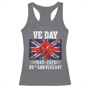 VE Day 80th Anniversary Racerback Tank Top 2025 Celebration Union Flag Poppies WWII Remembrance TS02 Charcoal Print Your Wear
