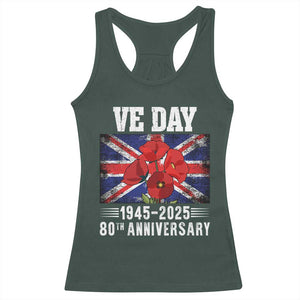 VE Day 80th Anniversary Racerback Tank Top 2025 Celebration Union Flag Poppies WWII Remembrance TS02 Dark Forest Green Print Your Wear
