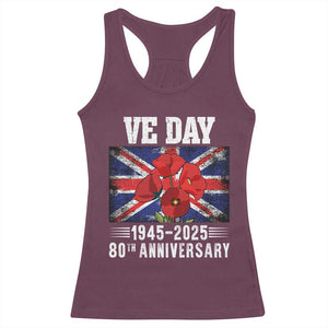 VE Day 80th Anniversary Racerback Tank Top 2025 Celebration Union Flag Poppies WWII Remembrance TS02 Maroon Print Your Wear