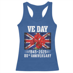 VE Day 80th Anniversary Racerback Tank Top 2025 Celebration Union Flag Poppies WWII Remembrance TS02 Royal Blue Print Your Wear