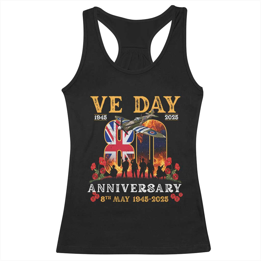 VE Day 80th Anniversary Racerback Tank Top 2025 Celebration Union Flag WWII Remembrance TS02 Black Print Your Wear