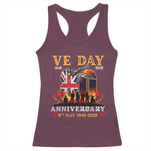 VE Day 80th Anniversary Racerback Tank Top 2025 Celebration Union Flag WWII Remembrance TS02 Maroon Print Your Wear