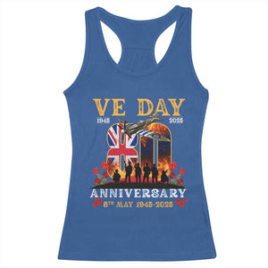 VE Day 80th Anniversary Racerback Tank Top 2025 Celebration Union Flag WWII Remembrance TS02 Royal Blue Print Your Wear