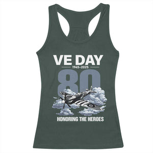 VE Day 80th Anniversary Racerback Tank Top 2025 Celebration WWII Remembrance Retro TS02 Dark Forest Green Print Your Wear