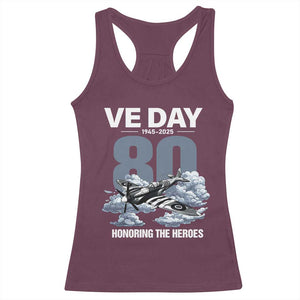 VE Day 80th Anniversary Racerback Tank Top 2025 Celebration WWII Remembrance Retro TS02 Maroon Print Your Wear