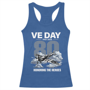 VE Day 80th Anniversary Racerback Tank Top 2025 Celebration WWII Remembrance Retro TS02 Royal Blue Print Your Wear