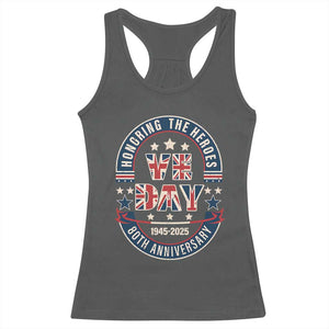 VE Day 80th Anniversary Racerback Tank Top 2025 Patriotic WWII Remembrance Vintage TS02 Dark Heather Print Your Wear