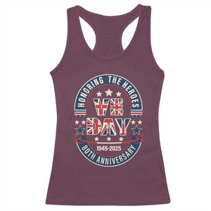 VE Day 80th Anniversary Racerback Tank Top 2025 Patriotic WWII Remembrance Vintage TS02 Maroon Print Your Wear