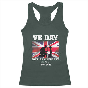 VE Day 80th Anniversary Racerback Tank Top Victory in Europe Union Flag WWII Remembrance TS02 Dark Forest Green Print Your Wear