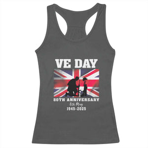 VE Day 80th Anniversary Racerback Tank Top Victory in Europe Union Flag WWII Remembrance TS02 Dark Heather Print Your Wear