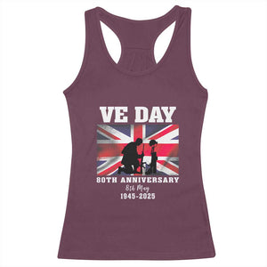 VE Day 80th Anniversary Racerback Tank Top Victory in Europe Union Flag WWII Remembrance TS02 Maroon Print Your Wear