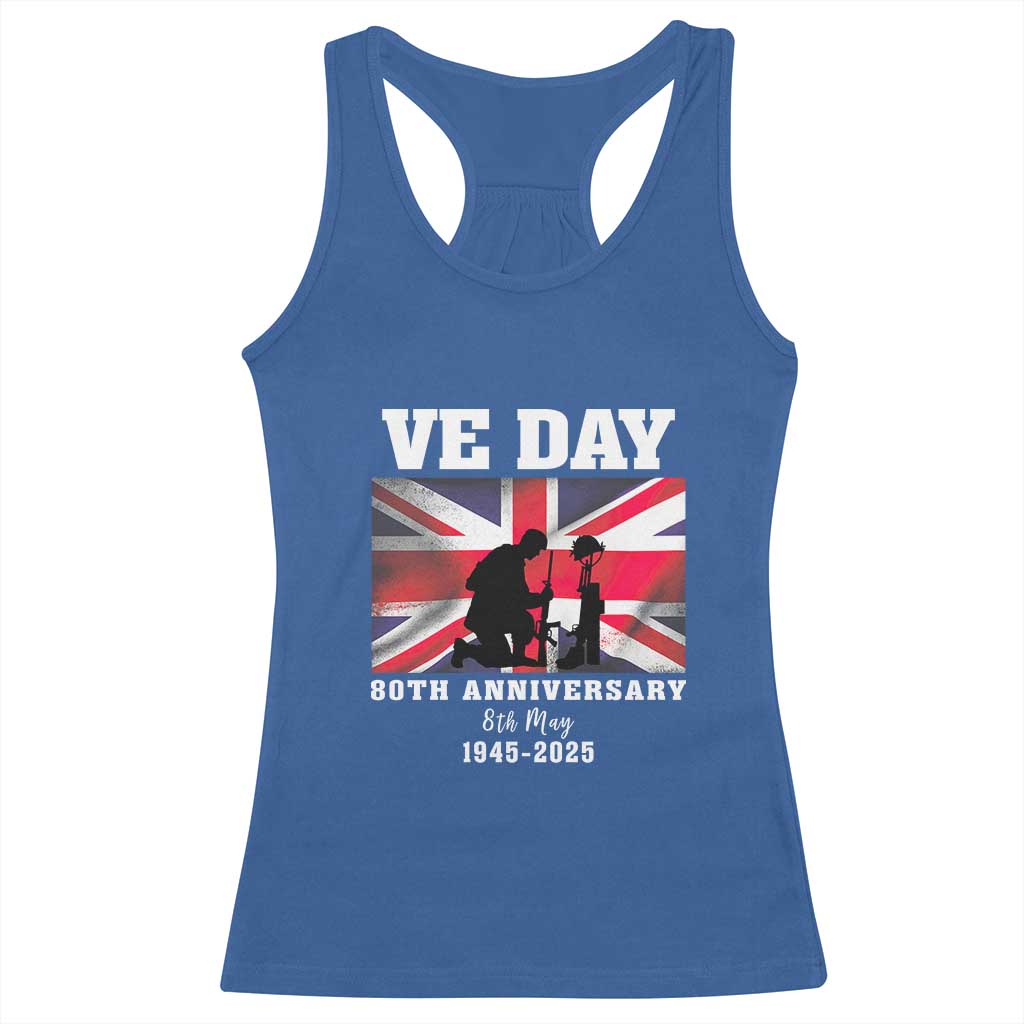 VE Day 80th Anniversary Racerback Tank Top Victory in Europe Union Flag WWII Remembrance TS02 Royal Blue Print Your Wear
