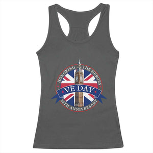 VE Day 80th Anniversary Racerback Tank Top WWII Remembrance 2025 Celebrations London TS02 Dark Heather Print Your Wear