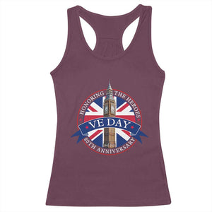 VE Day 80th Anniversary Racerback Tank Top WWII Remembrance 2025 Celebrations London TS02 Maroon Print Your Wear