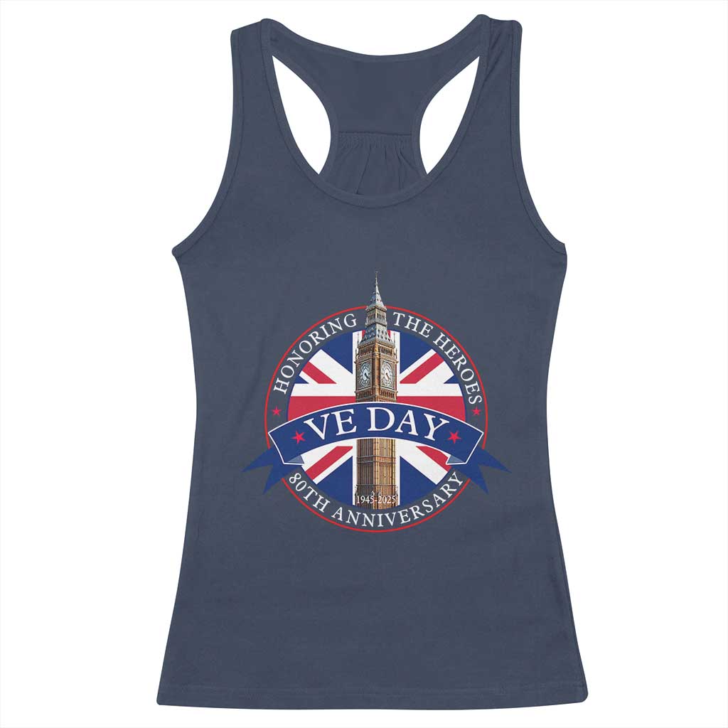 VE Day 80th Anniversary Racerback Tank Top WWII Remembrance 2025 Celebrations London TS02 Navy Print Your Wear