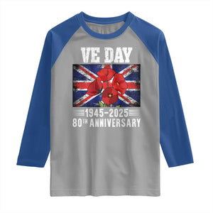 VE Day 80th Anniversary Raglan Shirt 2025 Celebration Union Flag Poppies WWII Remembrance TS02 Sport Gray Royal Print Your Wear
