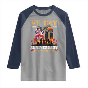 VE Day 80th Anniversary Raglan Shirt 2025 Celebration Union Flag WWII Remembrance TS02 Sport Gray Navy Print Your Wear