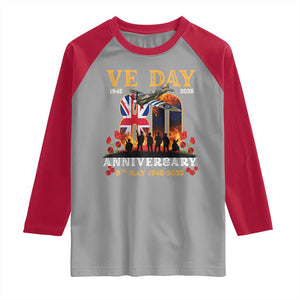 VE Day 80th Anniversary Raglan Shirt 2025 Celebration Union Flag WWII Remembrance TS02 Sport Gray Red Print Your Wear