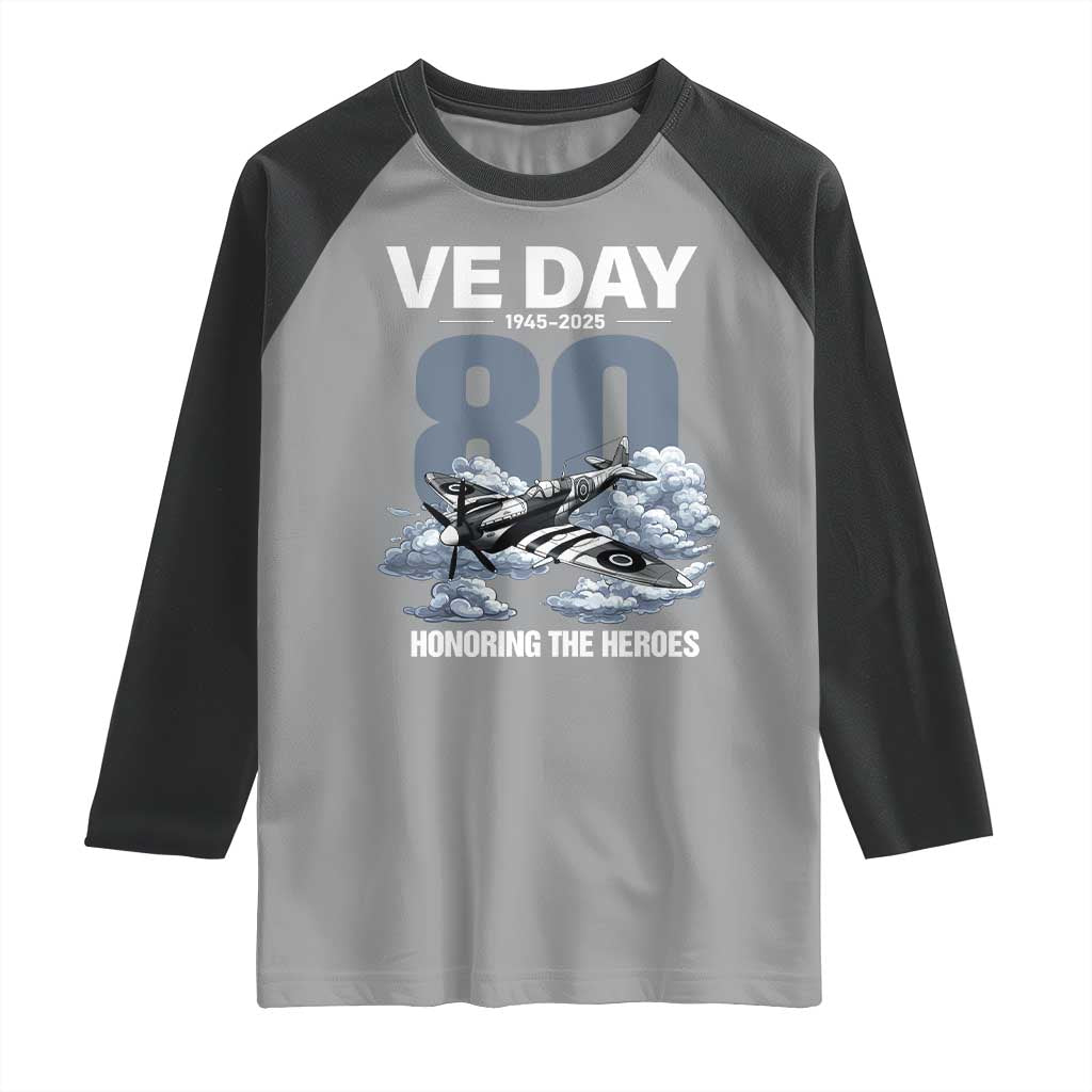 VE Day 80th Anniversary Raglan Shirt 2025 Celebration WWII Remembrance Retro TS02 Sport Gray Black Print Your Wear
