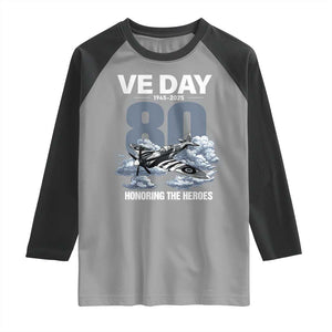 VE Day 80th Anniversary Raglan Shirt 2025 Celebration WWII Remembrance Retro TS02 Sport Gray Black Print Your Wear