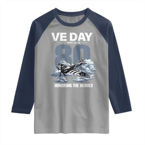 VE Day 80th Anniversary Raglan Shirt 2025 Celebration WWII Remembrance Retro TS02 Sport Gray Navy Print Your Wear
