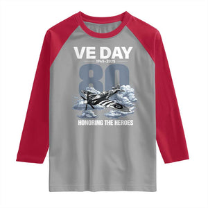 VE Day 80th Anniversary Raglan Shirt 2025 Celebration WWII Remembrance Retro TS02 Sport Gray Red Print Your Wear