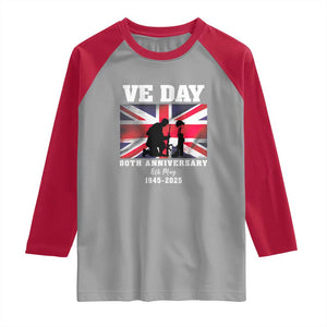 VE Day 80th Anniversary Raglan Shirt Victory in Europe Union Flag WWII Remembrance TS02 Sport Gray Red Print Your Wear
