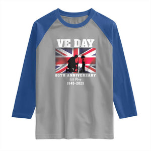 VE Day 80th Anniversary Raglan Shirt Victory in Europe Union Flag WWII Remembrance TS02 Sport Gray Royal Print Your Wear