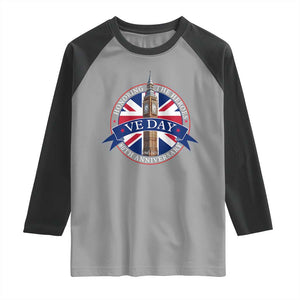 VE Day 80th Anniversary Raglan Shirt WWII Remembrance 2025 Celebrations London TS02 Sport Gray Black Print Your Wear