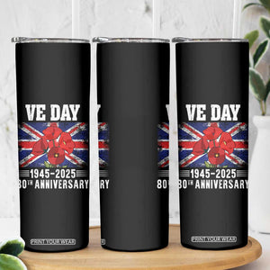 VE Day 80th Anniversary Skinny Tumbler 2025 Celebration Union Flag Poppies WWII Remembrance TS02 Print Your Wear