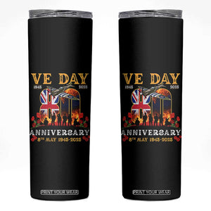 VE Day 80th Anniversary Skinny Tumbler 2025 Celebration Union Flag WWII Remembrance TS02 Black Print Your Wear