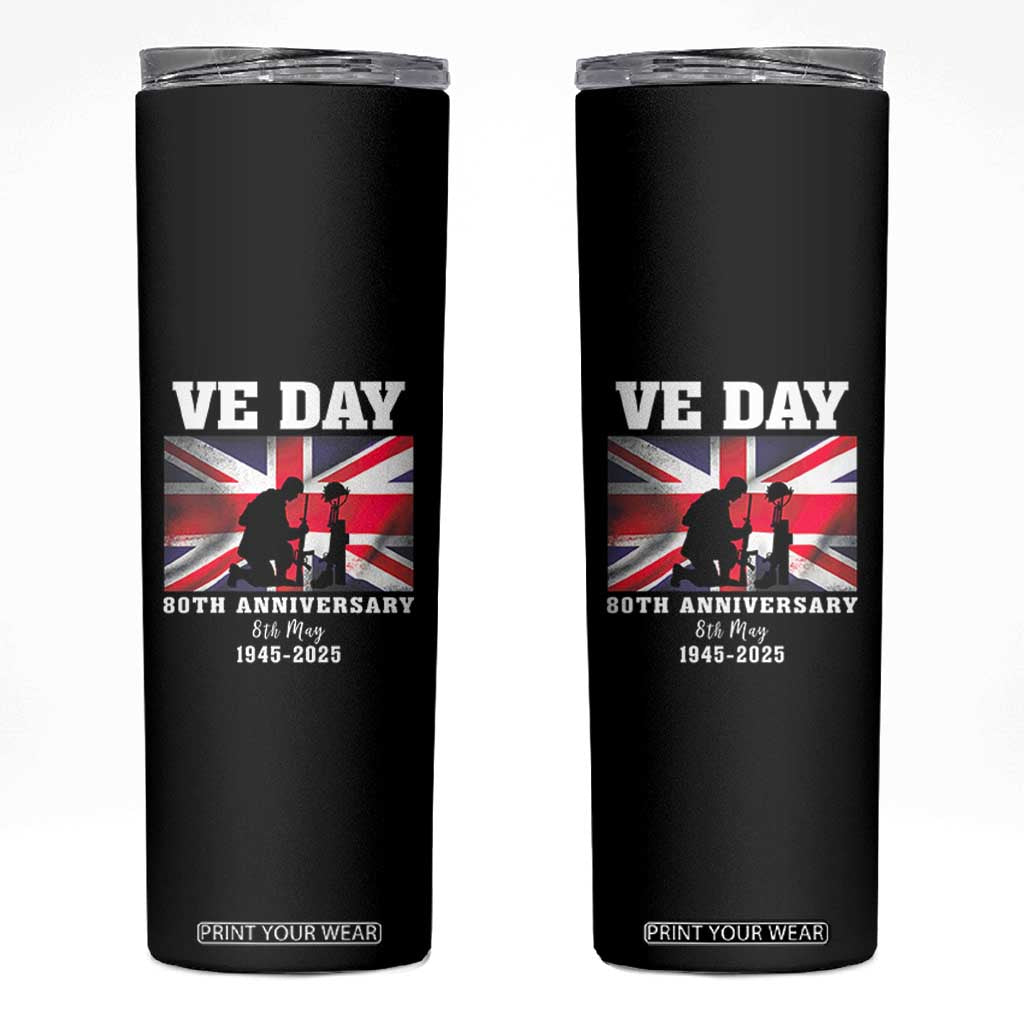 VE Day 80th Anniversary Skinny Tumbler Victory in Europe Union Flag WWII Remembrance TS02 Black Print Your Wear