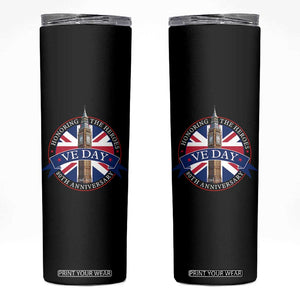 VE Day 80th Anniversary Skinny Tumbler WWII Remembrance 2025 Celebrations London TS02 Black Print Your Wear