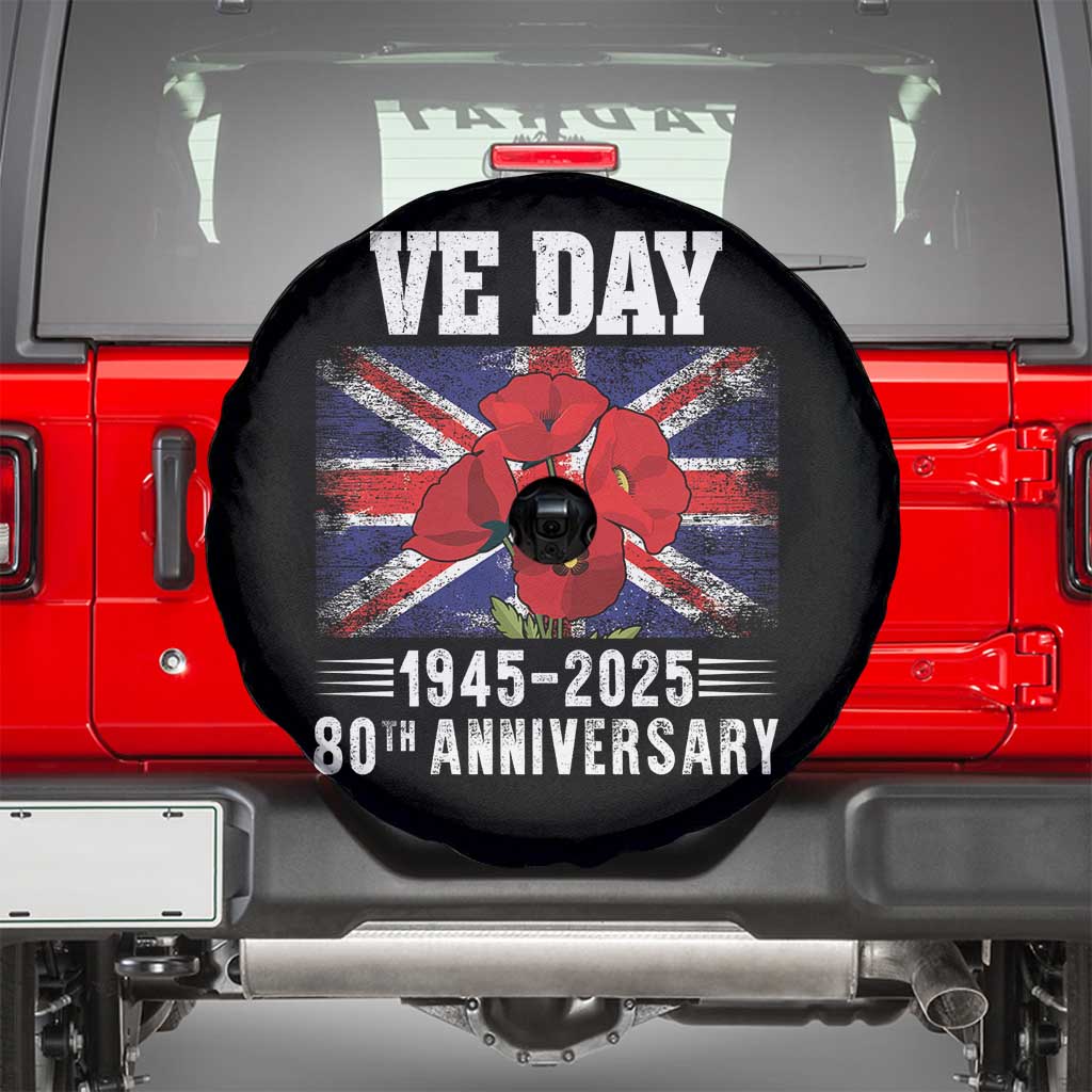 VE Day 80th Anniversary Spare Tire Cover 2025 Celebration Union Flag Poppies WWII Remembrance TS02 Black Print Your Wear